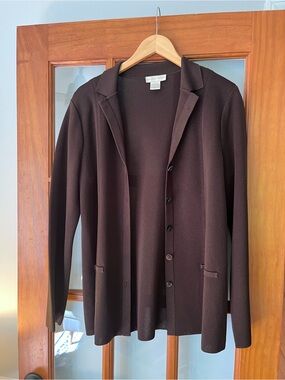 Dark Brown Button-Front Knit Cardigan